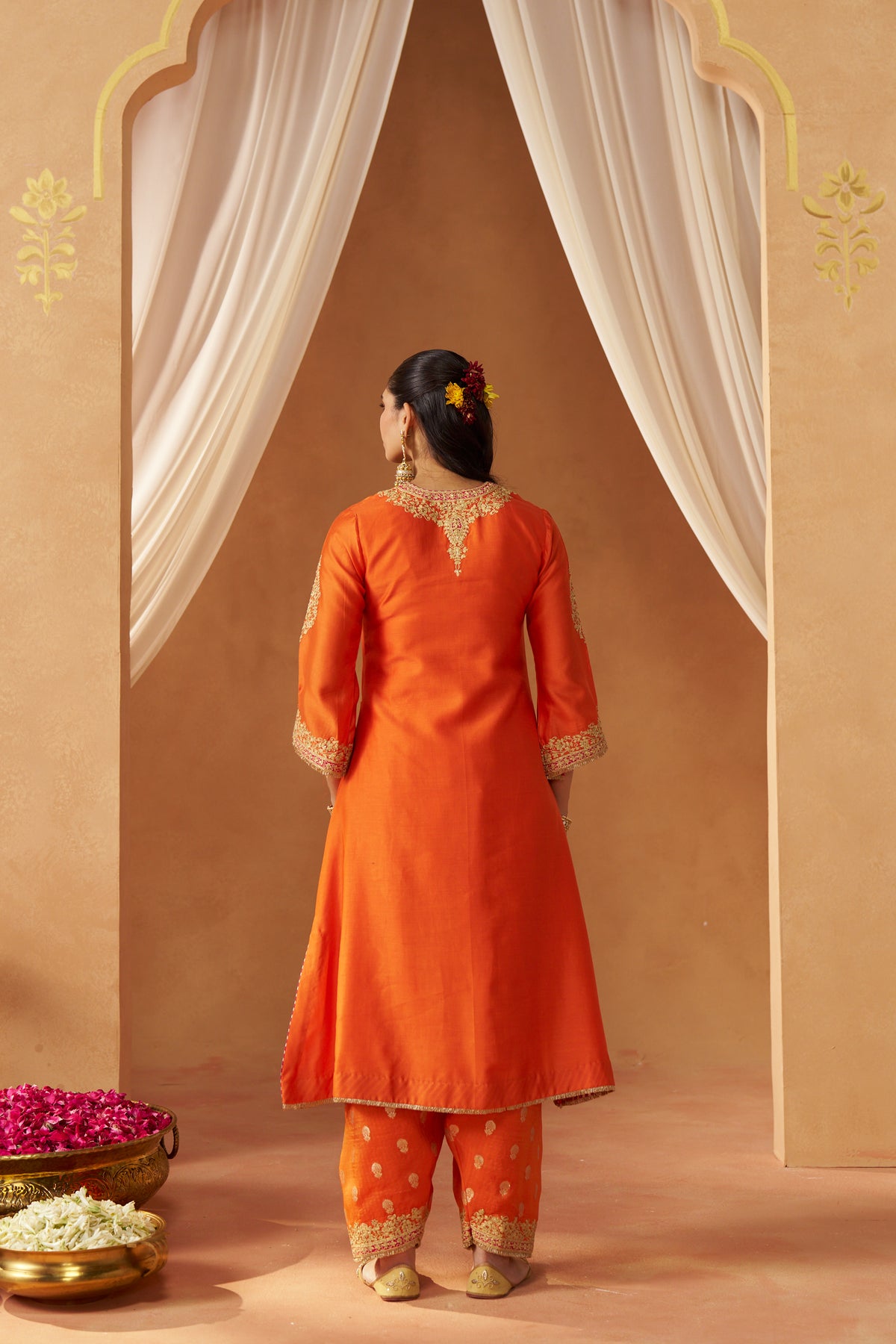 Liana - Burnt Orange Long Chauga with Salwar