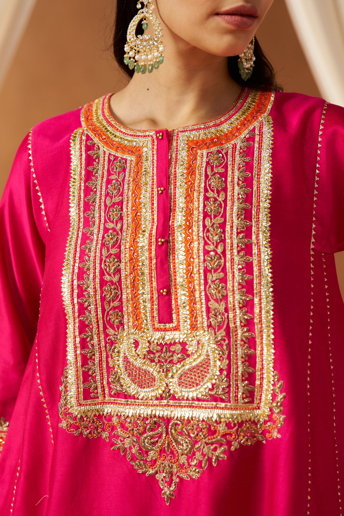 Daneen - Hot Pink Short Kalidaar Chauga with Salwar & Dupatta