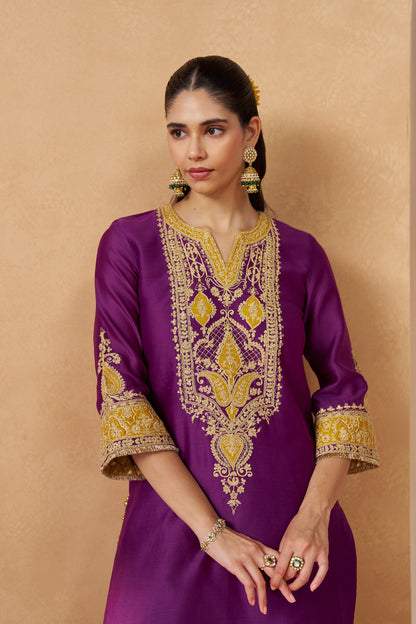 Adeela - Deep Purple Kurta with Salwar & Dupatta