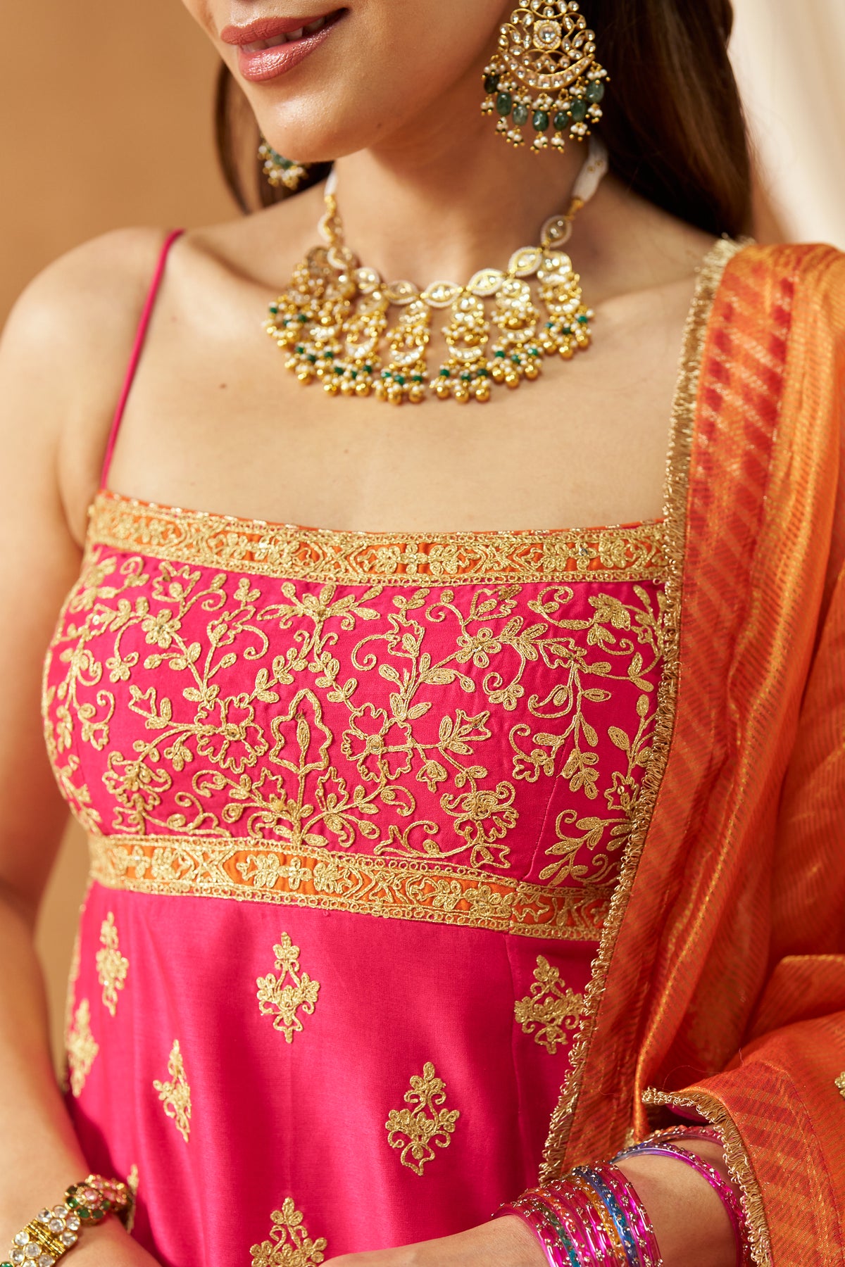 Najma - Hot Pink Kurta with Garara & Heavy Dupatta