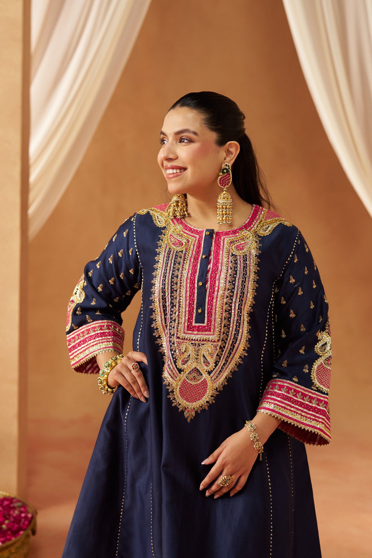 Riva - Deep Blue Short Kalidaar Chauga with Salwar & Dupatta