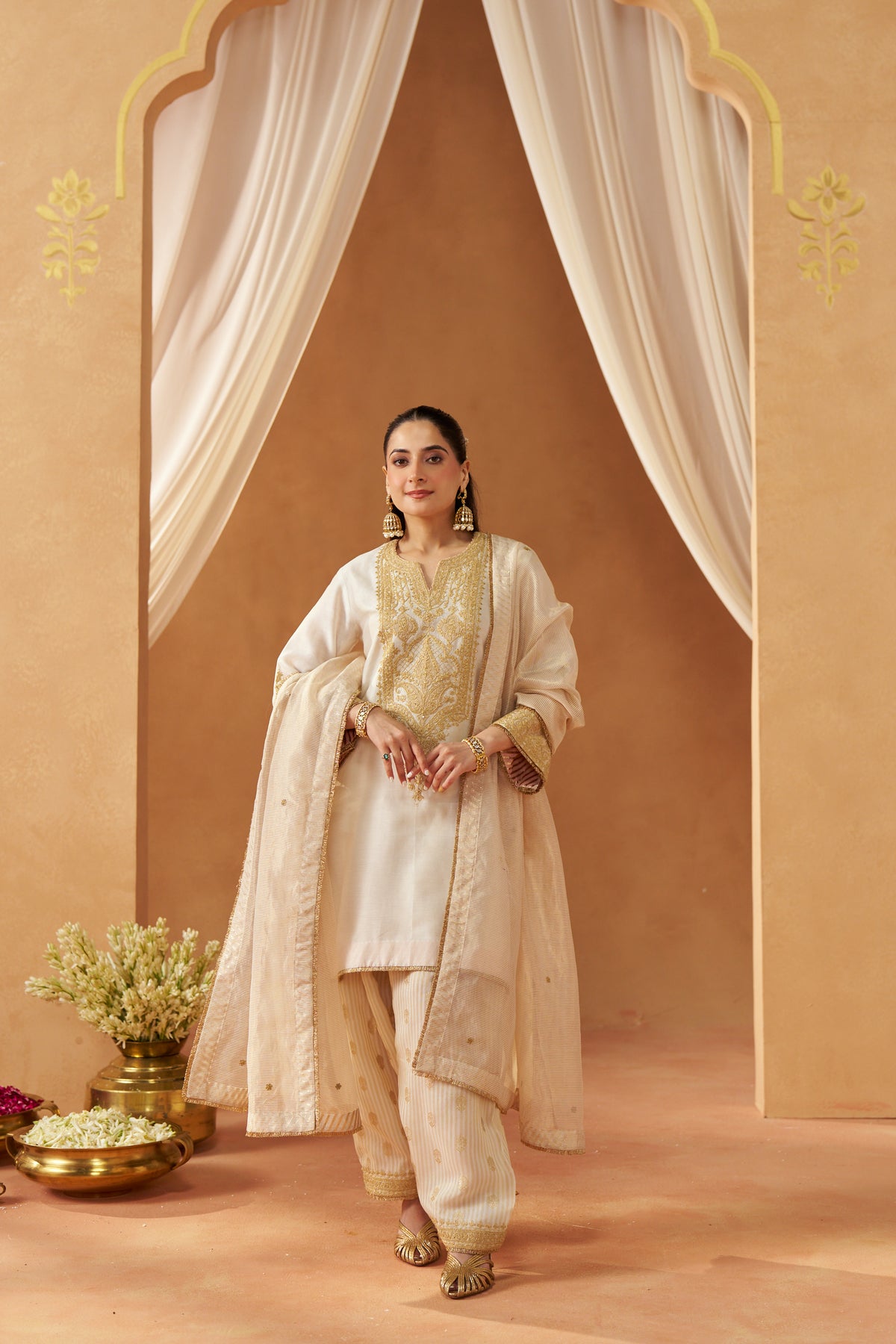Adeela - Daisy Ivory Kurta with Salwar & Dupatta