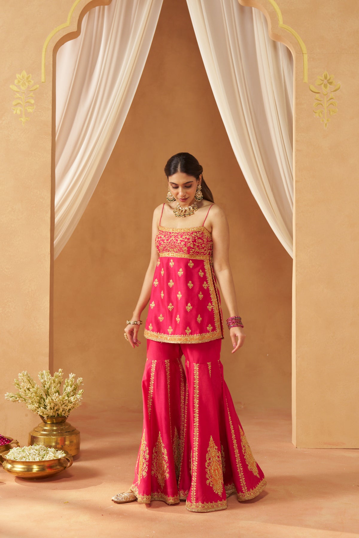 Najma - Hot Pink Kurta with Garara & Heavy Dupatta
