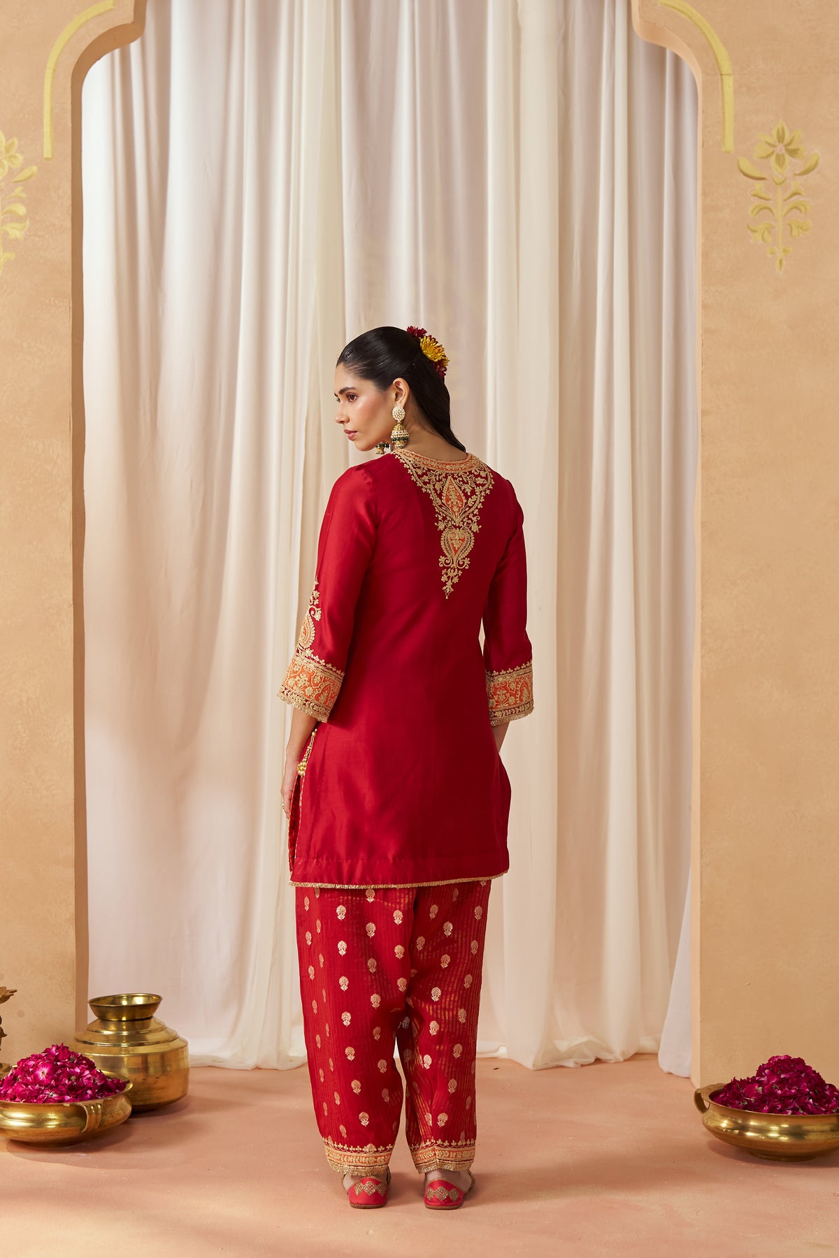 Adeela - Deep Red Kurta with Salwar & Dupatta