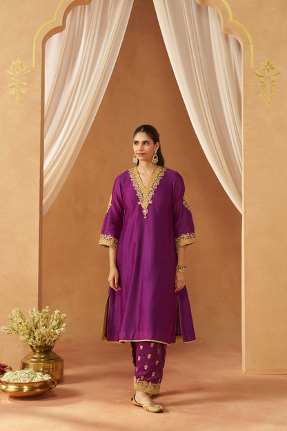 Liana - Deep Purple Long Chauga with Salwar