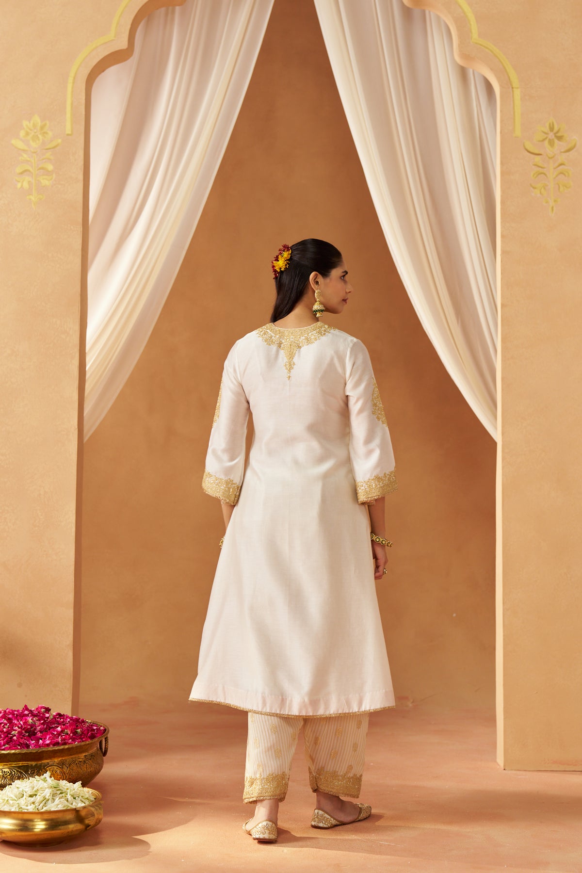 Liana - Daisy Ivory Long Chauga with Salwar & Dupatta