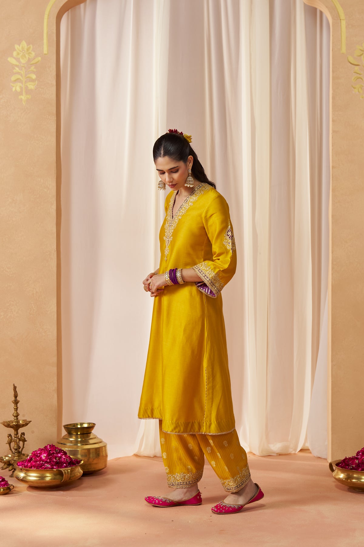 Liana - Mustard Long Chauga with Salwar