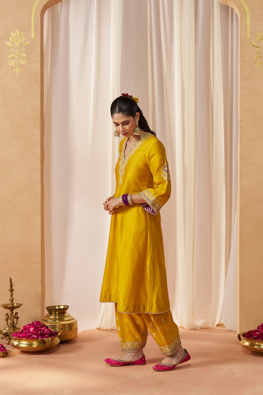 Liana - Mustard Long Chauga with Salwar