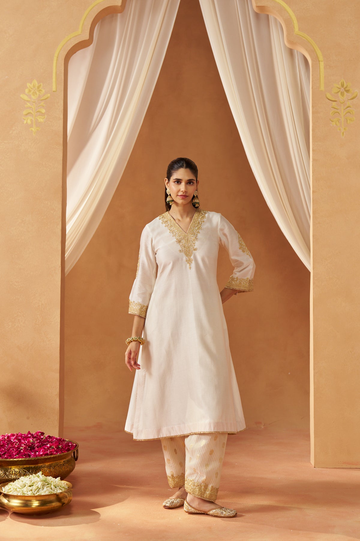 Liana - Daisy Ivory Long Chauga with Salwar