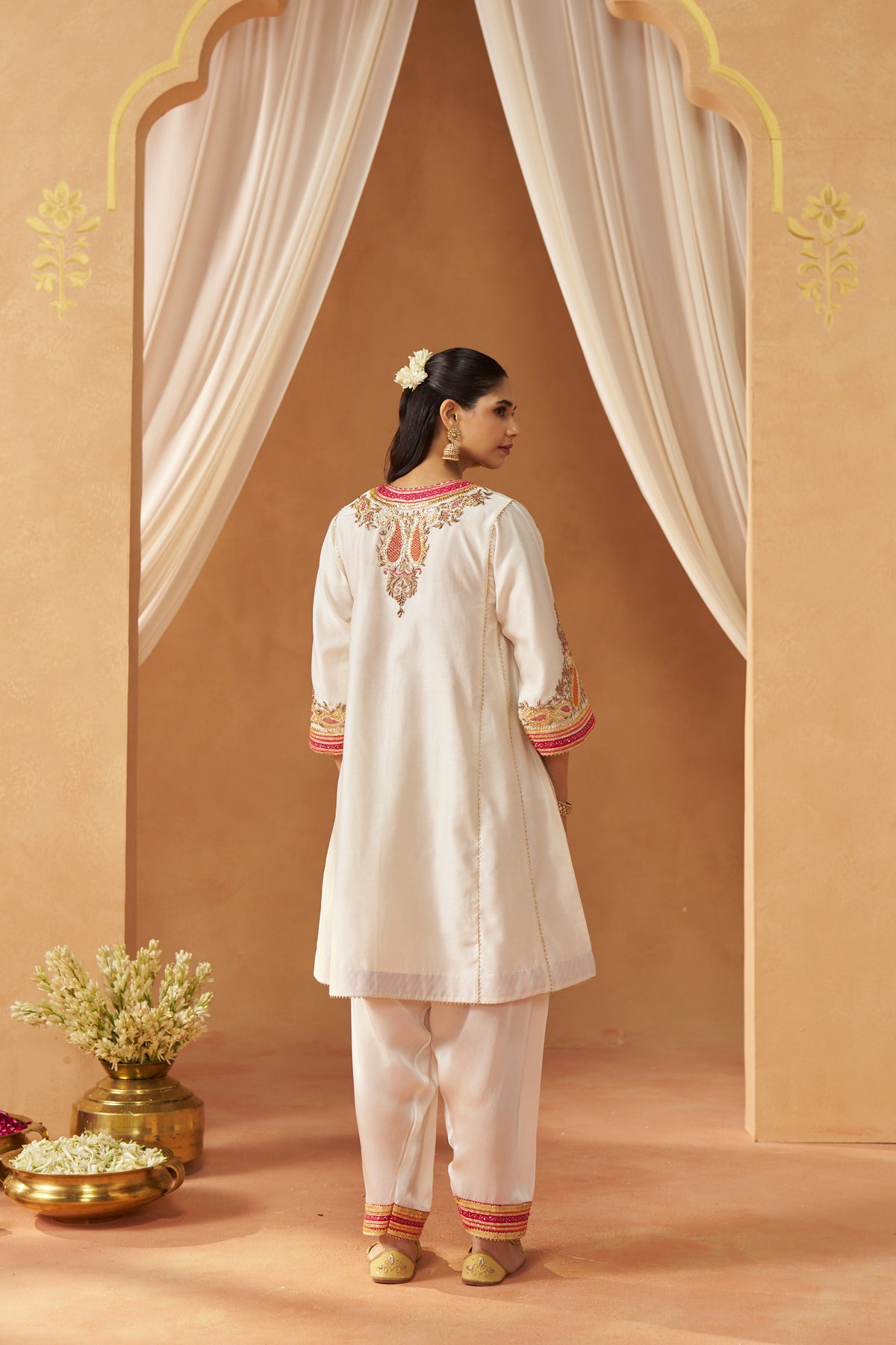 Zimal - Daisy Ivory Short Kalidaar Chauga with Salwar & Dupatta