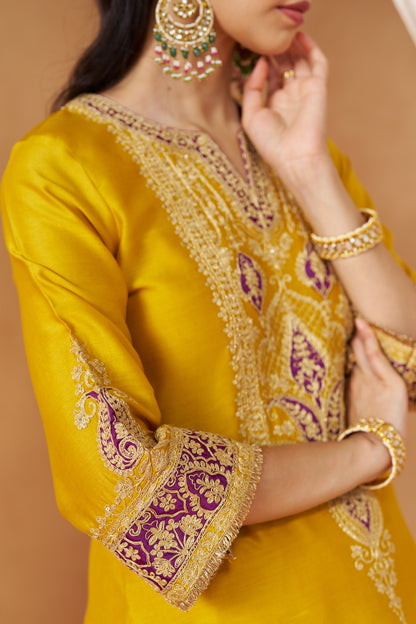 Adeela - Mustard Kurta with Salwar & Dupatta