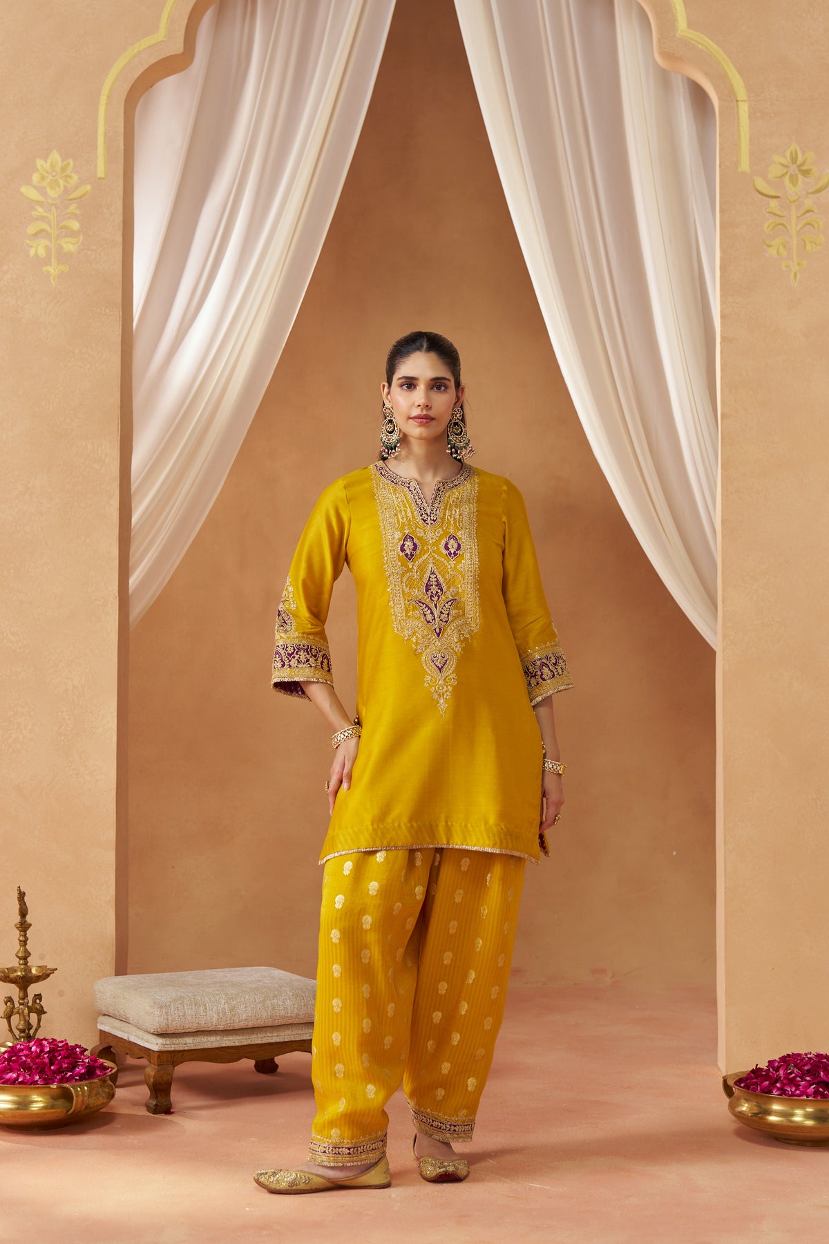 Adeela - Mustard Kurta with Salwar & Dupatta