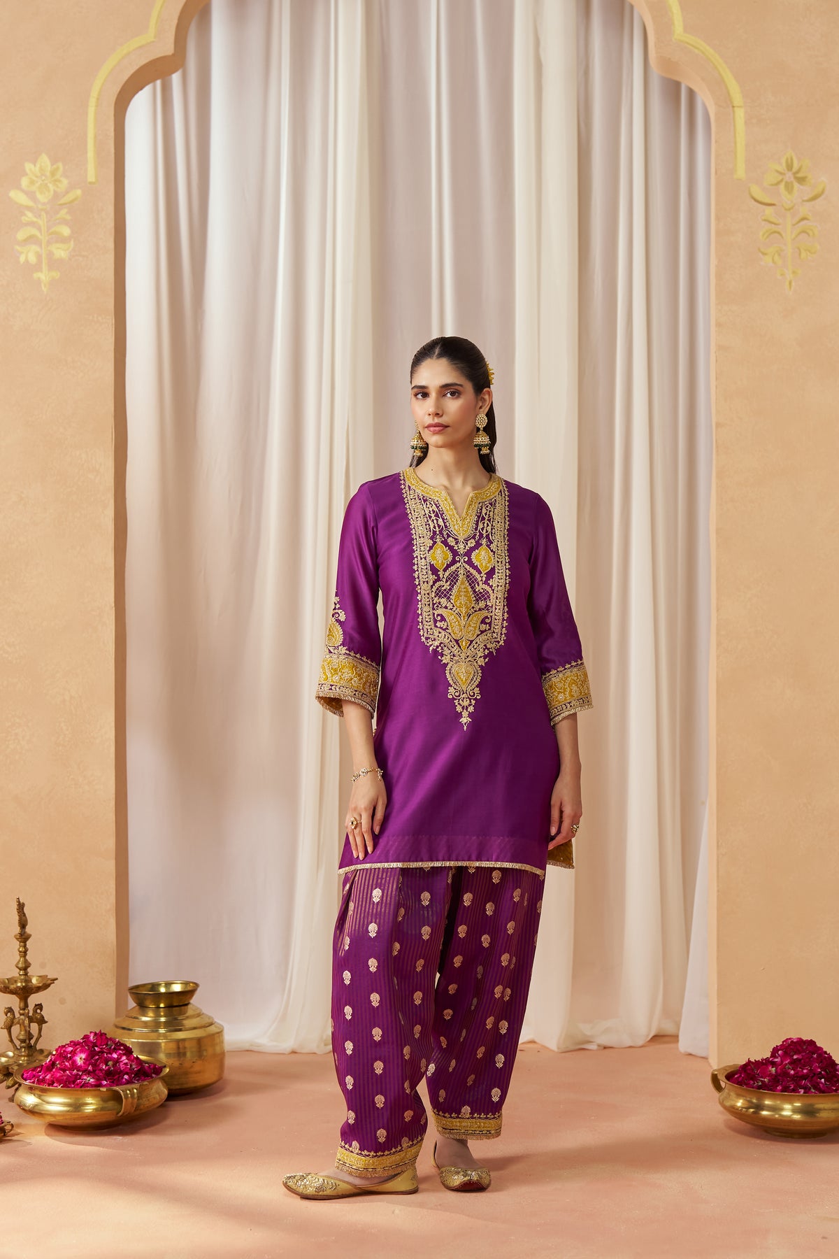 Adeela - Deep Purple Kurta with Salwar