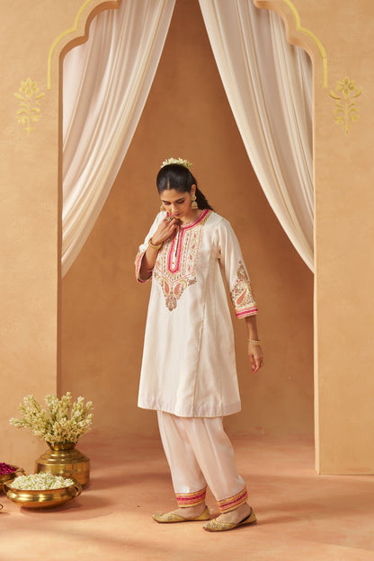 Zimal - Daisy Ivory Short Kalidaar Chauga with Salwar