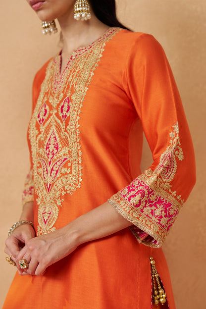 Adeela - Burnt Orange Kurta with Salwar & Dupatta