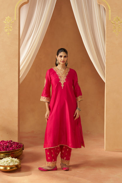 Liana - Hot Pink Long Chauga with Salwar & Dupatta