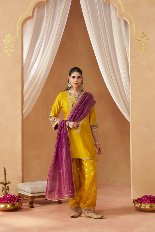 Adeela - Mustard Kurta with Salwar & Dupatta