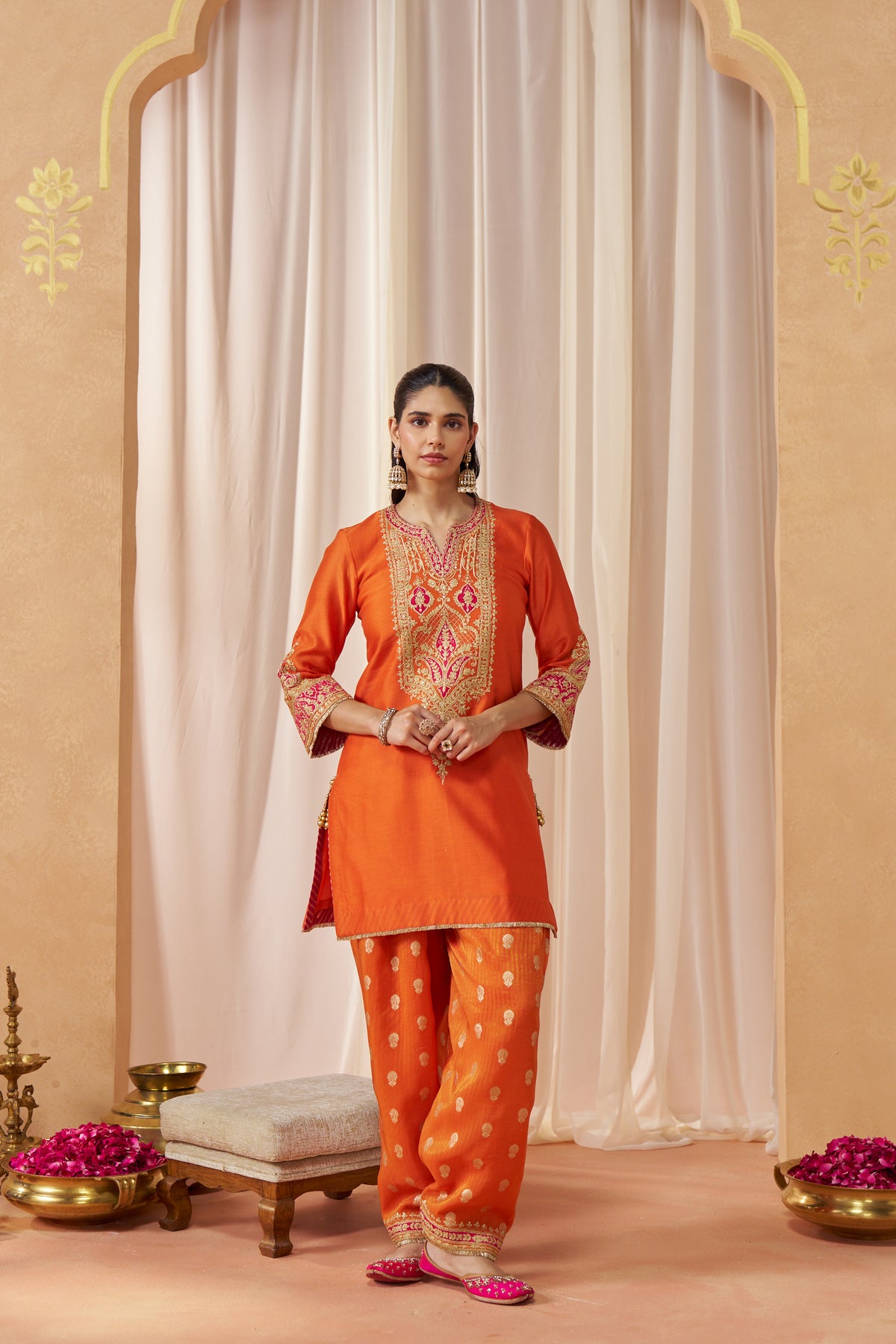 Adeela - Burnt Orange Kurta with Salwar