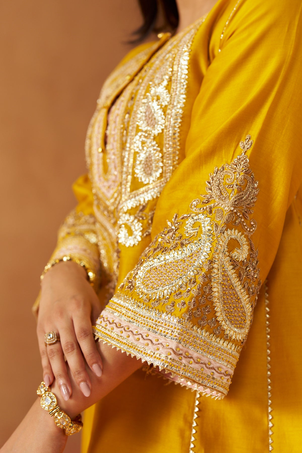 Zimal - Mustard Short Kalidaar Chauga with Salwar & Dupatta