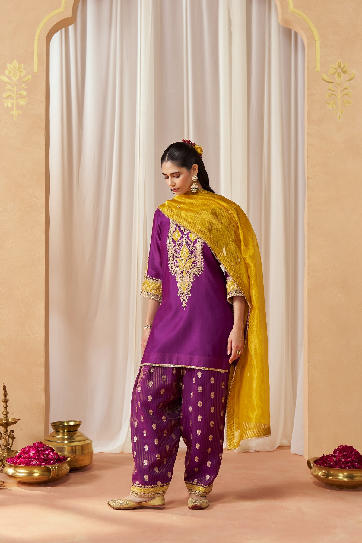Adeela - Deep Purple Kurta with Salwar & Dupatta