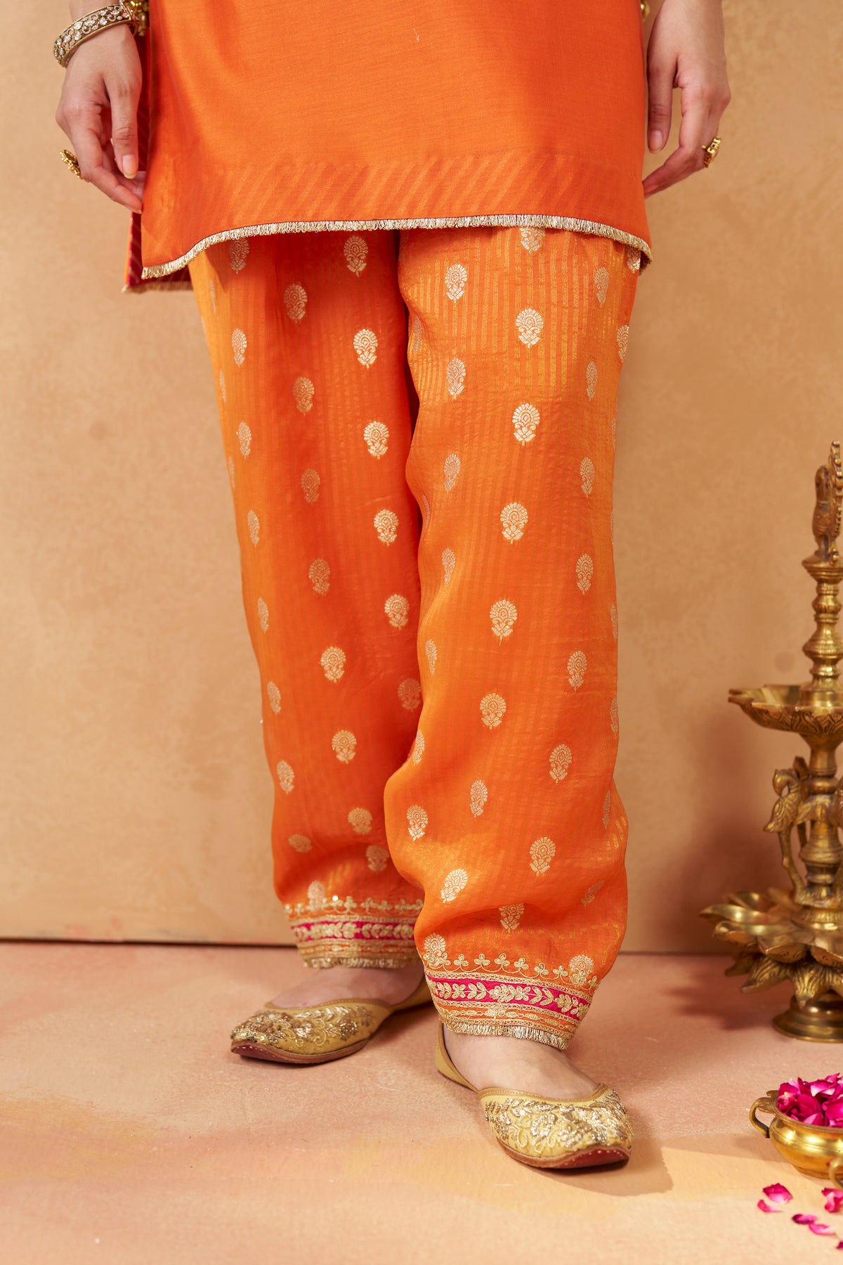Adeela - Burnt Orange Kurta with Salwar & Dupatta