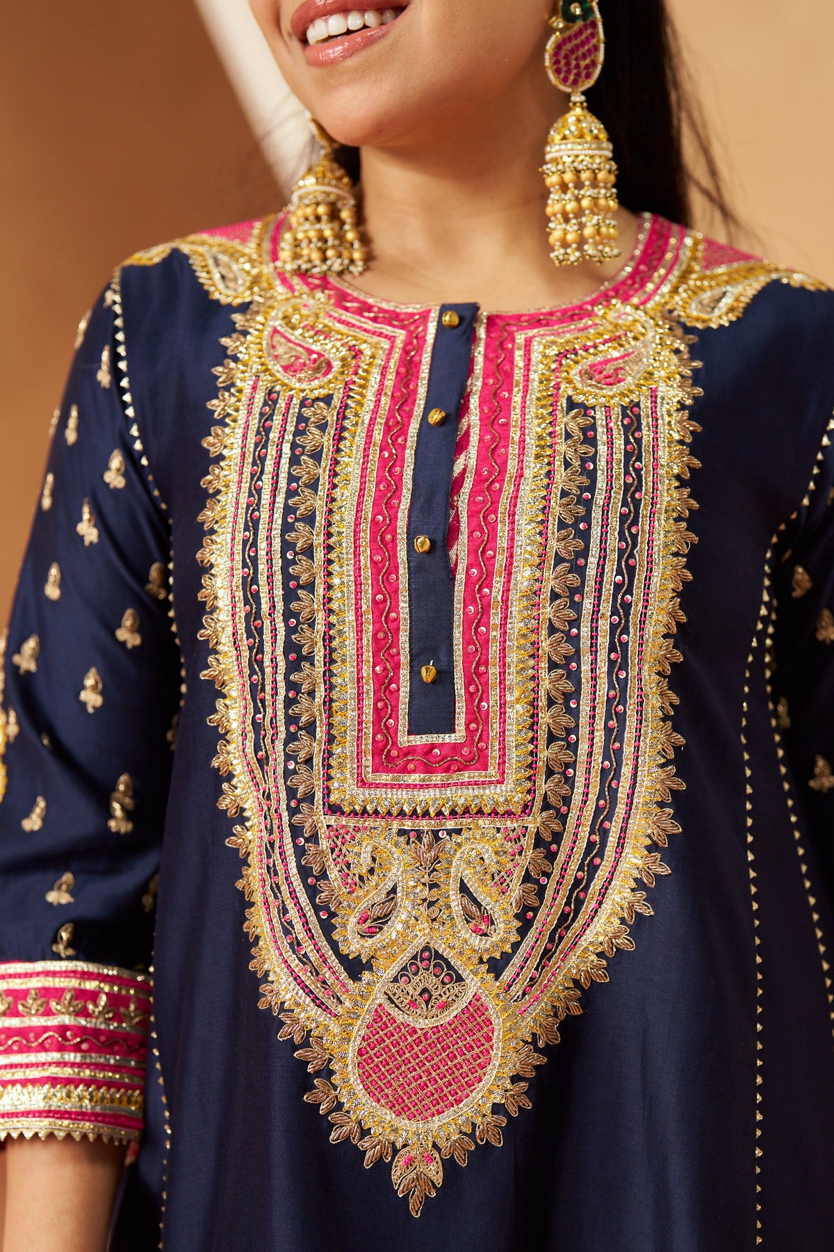 Riva - Deep Blue Short Kalidaar Chauga with Salwar & Dupatta