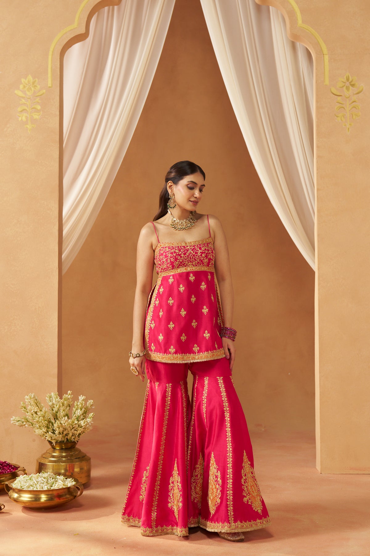 Najma - Hot Pink Kurta with Garara & Heavy Dupatta