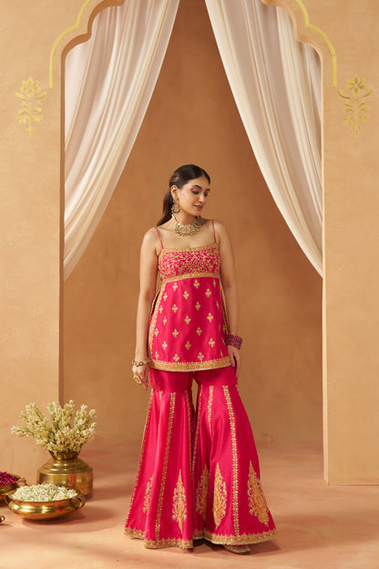Najma - Hot Pink Kurta with Garara & Heavy Dupatta