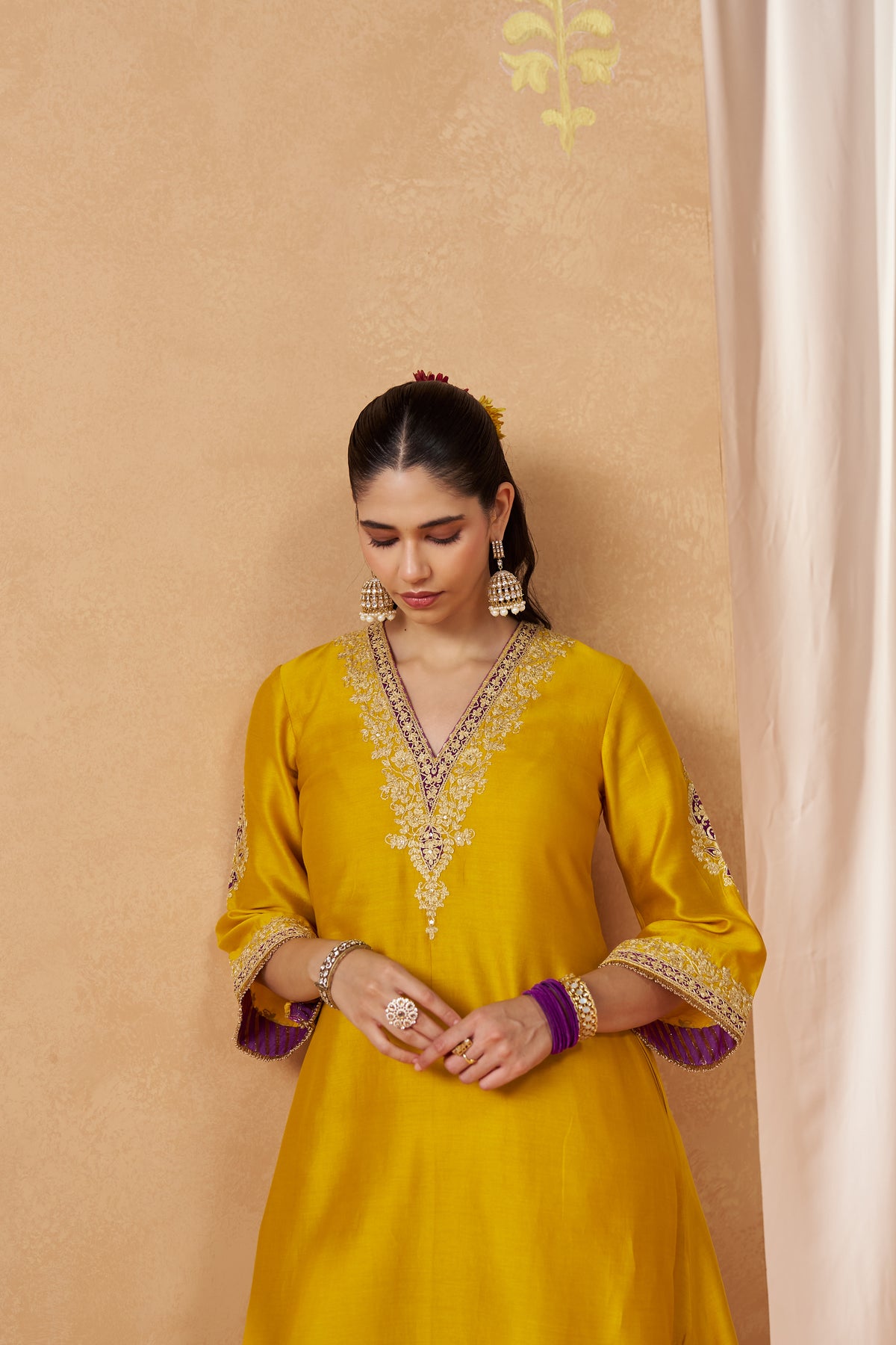 Liana - Mustard Long Chauga with Salwar & Dupatta