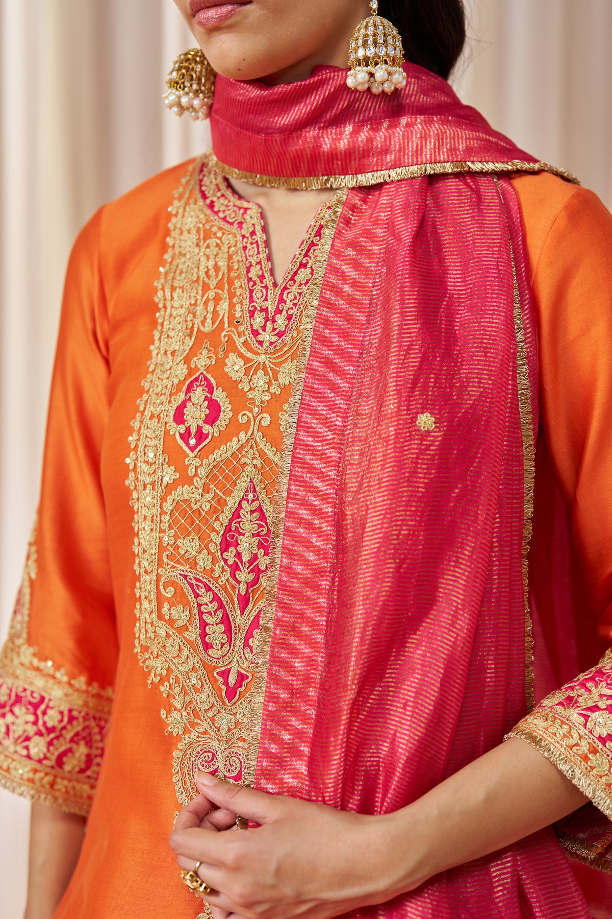 Adeela - Burnt Orange Kurta with Salwar & Dupatta