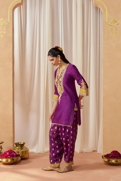 Adeela - Deep Purple Kurta with Salwar & Dupatta