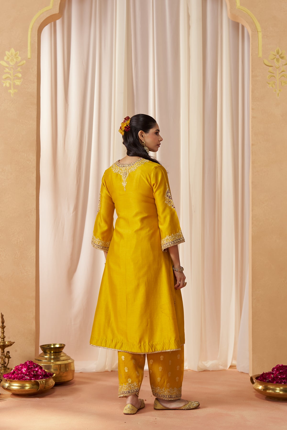 Liana - Mustard Long Chauga with Salwar & Dupatta