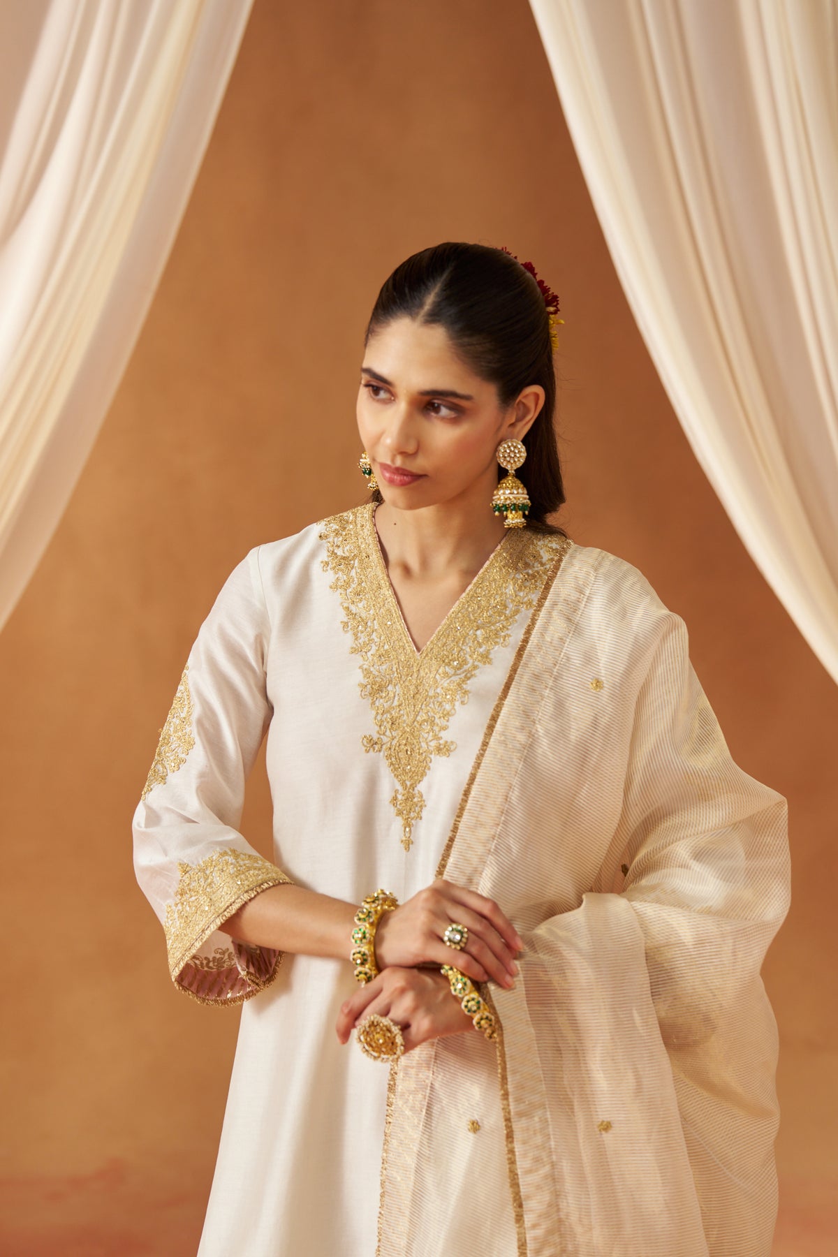 Liana - Daisy Ivory Long Chauga with Salwar & Dupatta