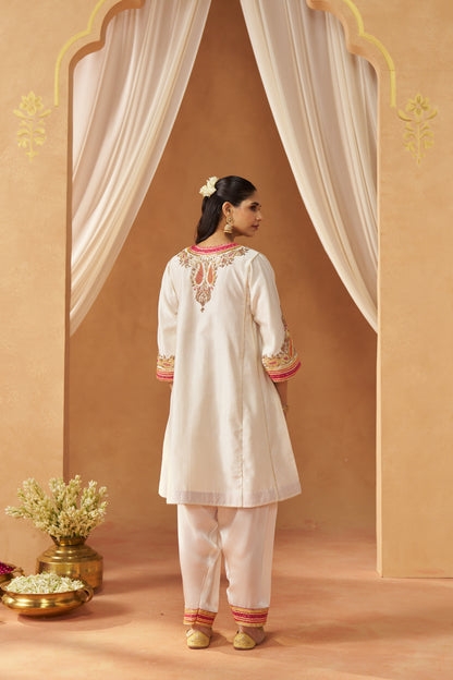 Zimal - Daisy Ivory Short Kalidaar Chauga with Salwar