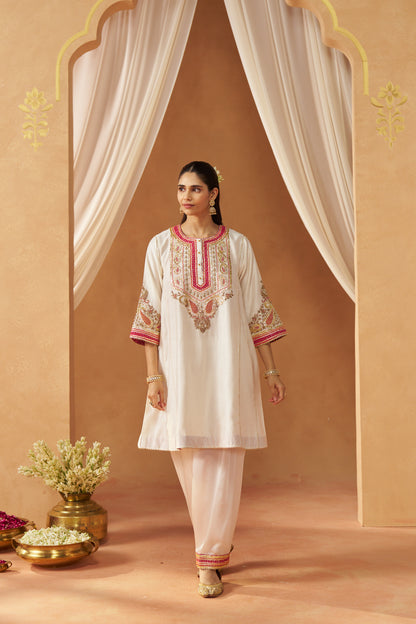 Zimal - Daisy Ivory Short Kalidaar Chauga with Salwar
