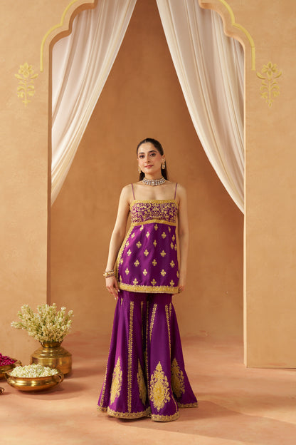 Najma - Deep Purple Kurta with Garara & Heavy Dupatta
