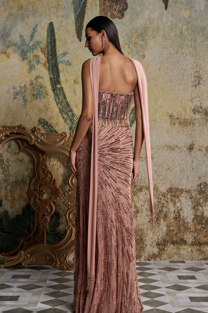COPPER  EMBELLISHED SKIRT SET