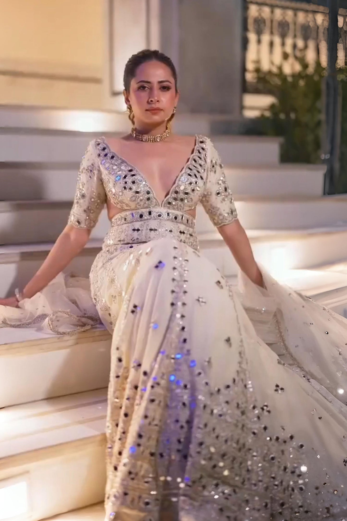 Sargun Mehta in Aasmi Anarkali Set